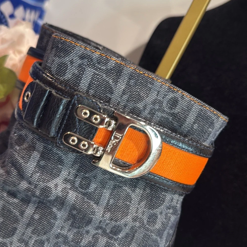 Christian Dior Diorissimo Pattern Denim Sock Boots - Picture 3 of 10